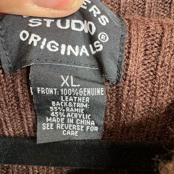 Designers Studio Women's Brown Suede & Knit‎ Vest XL Full Zip Casual - Picture 7 of 13